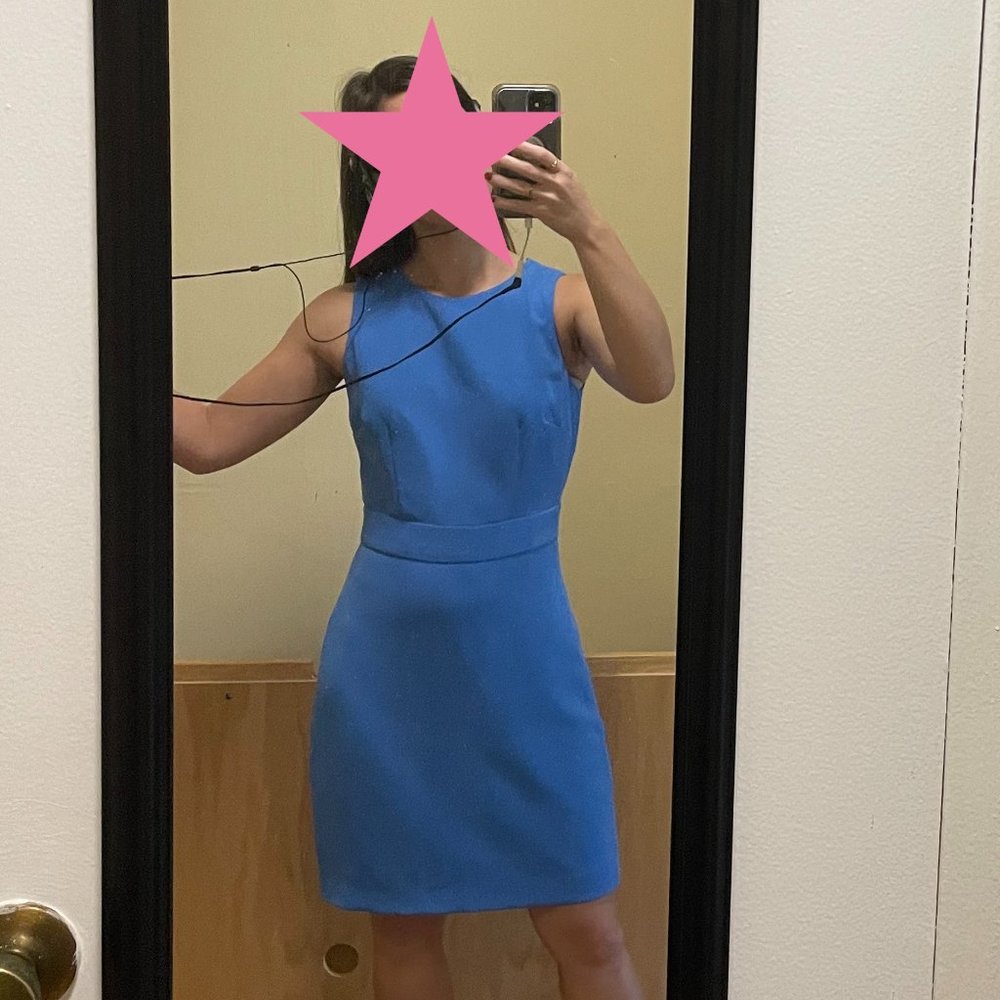 Machine-washable cornflower blue J. Crew sheath dress, size 00